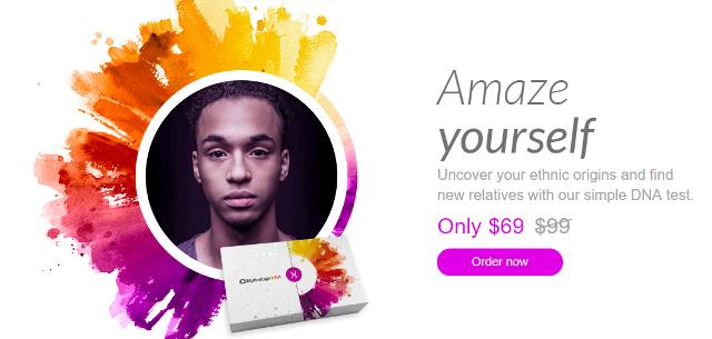 Save 30% at MyHeritage DNA - $69 USD! For just $69 USD you can get the popular autosomal DNA test kit similar to AncestryDNA, Family Tree DNA and other DNA testing companies. You’ll have access to more ethnicities than any other major vendor PLUS received your results much faster than other companies.